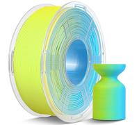 JAYO PLA Bicolor Mate 1.75mm, Filamento PLA Mate Doble Color 1.1kg, Degradado de Color Suave, Líneas de Capa Casi Invisibles, Textura Aterciopelada, Fácil Remoción de Soportes, Amarillo Cian