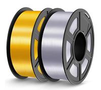JAYO PLA Silk 1.75 mm Filamento 3D - Pack 2 Bobinas: Plata y Dorado (2 x 1.1 kg/Total 2.2 kg, ~720 m), Acabado Brillante como Seda, Precisión ±0.02 mm, Bobinado Ordenado