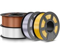 JAYO PLA Silk 1.75 mm Filamento 3D - Pack 4 Bobinas (4 x 1.1 kg/Total 4.4 kg, ~1440 m), Acabado Brillante como Seda, Colores: Dorado, Cobre, Plata, Blanco Seda, Precisión ±0.02 mm, Bobinado Ordenado