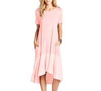 JayscreateEU Vestido de verano para mujer, vestido de playa, vestido largo con bolsillo, vestido redondo, vestido de manga corta, vestido de maternidad, vestido de ocio, minivestido de camiseta,
