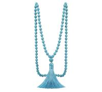 JAYUMO Collar de cuentas Mala de 8 mm con piedra natural para meditación y collar anudado a mano de Japa Yoga Rosario de oración con cuentas y borla