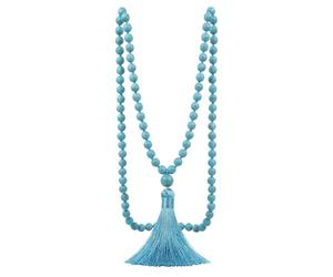 JAYUMO Collar de cuentas Mala de 8 mm con piedra natural para meditación y collar anudado a mano de Japa Yoga Rosario de oración con cuentas y borla