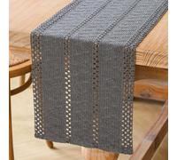 Jayusaror Camino de Mesa Boho Gris Macramé Algodón Lino Rústico Bohemio Granja Lavable Moderno Mantel Pequeño Decoración de Mesa para Bodas Mesa de Comedor de Cocina 30 x 140 cm