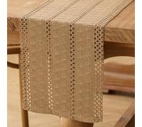 Jayusaror Camino de Mesa Boho Marrón Macramé Algodón Lino Rústico Bohemio Granja Lavable Moderno Mantel Pequeño Decoración de Mesa para Bodas Mesa de Comedor de Cocina 30 x 140 cm