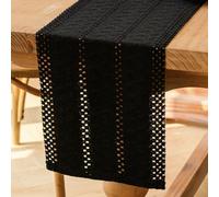 Jayusaror Camino de Mesa Boho Negro Macramé Algodón Lino Rústico Bohemio Granja Lavable Moderno Mantel Pequeño Decoración de Mesa para Bodas Mesa de Comedor de Cocina 30 x 160 cm
