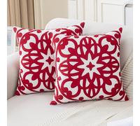 Jayusaror Fundas de Cojines 45x45 Rojo Decorativos Terciopelo Funda Cojín Boho Mandala Funda de Almohada para Sala de Estar Sofá Cojines Decoración Juego de 2