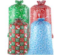 Jaywayang - 4 bolsas de regalo extra grandes de Navidad, bolsas de regalo de gran tamaño de 56 x 36 pulgadas, bolsas de regalo de plástico jumbo con etiqueta y cuerda para regalos enormes y grandes,