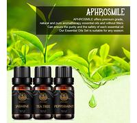 jazmín aromaterapia Aceites esenciales set, Jasmine Tea Tree menta aceites esenciales Kit, 100% puro aromaterapia menta Aceites perfumados para difusor,masaje, humidificador 3x10ml