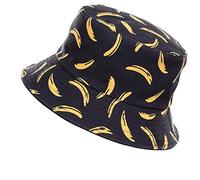 Jazmiu - Sombrero unisex, tipo pescador, de moda, estampado con dibujos de frutas, ideal para actividades al aire libre, reversible, se puede doblar para guardar Ba Negro Taille unique
