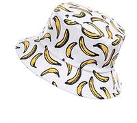 Jazmiu - Sombrero unisex, tipo pescador, de moda, estampado con dibujos de frutas, ideal para actividades al aire libre, reversible, se puede doblar para guardar Ba Blanco Taille unique