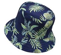 Jazmiu - Sombrero unisex, tipo pescador, de moda, estampado con dibujos de frutas, ideal para actividades al aire libre, reversible, se puede doblar para guardar BT85 Azul Taille unique