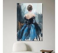 JAZOQPNDL Cuadro de arte impresionista de una mujer de espaldas, arte moderno, retrato de vestido, póster para decoración del hogar (20x30cm/sin marco)