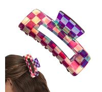 JazSwirl Pinza para el pelo a cuadros, pinza a cuadros, pinzas para el pelo en blanco y negro para mujer, pinzas para el pelo a cuadros, pinzas para el pelo a cuadros para mujer (morado, 13 cm)