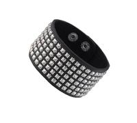 JAZTAKU Pulsera de piel sintética con pinchos para hombres y mujeres, brazalete gótico punk, pulsera ajustable con tachuelas, pulsera negra, M, No es una piedra preciosa