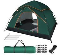 Jaztral Tienda de campaña impermeable y resistente para 3-4 personas, cúpula desplegable automática con puertas dobles, duradera