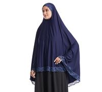 Jazvano Hijab musulmán para mujer instantáneo grande hijab jersey turbante khimar abaya suave mujer oración hijab, 1 pieza encaje hijab bufanda, azul, M