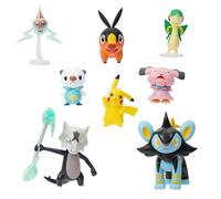 Jazwares PKW - Multipack de Figuras de Batalla (8PK: Tepig, Oshawott, Snivy con Soporte, Rotom con Soporte, Pikachu #5, Snubull, Alolan Marowak, Luxio) W12