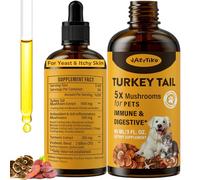 Jazytiko Hongo Cola De Pavo para Perros - Absorción Rápida(2000 MG)- Hongo Cola De Pavo para El Sistema Inmunitario, Digestivo, Articular Y Energético. 5 Gotas De Hongos para Mascotas con Cúrcuma Y