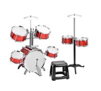 Jazz Drum Set con 7 Tambores y Taburetes para Principiantes, Elaborado por Material Engrosado, con Tambores Mejorados, Estimular el Interés Musical, el Ideal, la Asamblea Fácil (rojo)