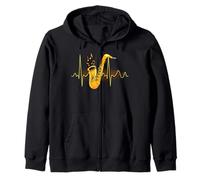 Jazz - Figura de música de corazón, diseño Retro Sudadera con Capucha