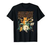 Jazz Kitty Quartet Cat On Drums Amante de la música Entusiasta Tambor Camiseta gráfica económica