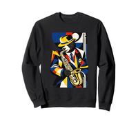 Jazz Panda Saxofonista Abstracto Geométrico Arte Sudadera