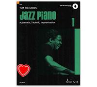 Jazz Piano 1 - El estándar de de Tim Richards - Fundamentos de jazz y Blues Piano, Armonías, tecnología y Improvisación - Partituras para Piano con CD y Bunter herzförmiger Ordenador Pinza