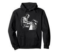 Jazz Piano Jugador Música Minimal Ilustración Sudadera con Capucha