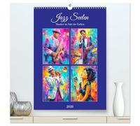Jazz Seelen. Musiker im Takt der Farben (hochwertiger Premium Wandkalender 2026 DIN A2 hoch), Kunstdruck in Hochglanz: Die Ursprünge des Jazz im leuchtenden Ölbilder-Stil