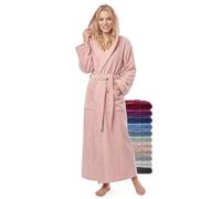 jazzylab Albornoz Mujer Extra Largo con Capucha, 100% Algodón Rizo 380 g/m², Rosa viejo, S-M Lang