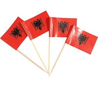 JBCD 200 piezas de palillos de dientes de la bandera de Albania, decoraciones para cupcakes, banderines de cócteles, palillos de palillo de dientes de la bandera de Albania