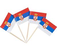 JBCD 200 piezas de palillos de dientes de la bandera de Serbia banderas serbias decoraciones para magdalenas, palillos de cóctel con bandera de palillo de dientes para tartas, mini banderas pequeñas