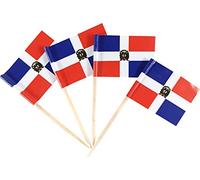 JBCD 200 piezas de palillos de dientes de la bandera dominicana, decoraciones para cupcakes, banderas de palillos de cócteles, palillos dominicanos para tartas, mini banderas pequeñas