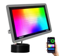 JBdusn 100W Foco LED RGB de Colores Exterior, Inteligente RGBCW Proyector Colorido con Control por Aplicación Bluetooth/Wifi, Luces de Fiesta Regulables para Discotecas, Fiestas, Halloween, Escenarios
