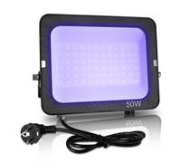 JBdusn 50W LED Luz Negra, lámpara blacklight IP66 impermeable, 395-400nm UV spotlight con enchufe, Luces Ultravioleta UV floodlight fluorescente de fiesta para Halloween acuario bar colores de neón