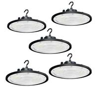 JBdusn 5pcs Campana LED UFO 200W, 6000K-6500K Luz Blanca Fría, IP65 Impermeable, Lámpara LED High Bay Industrial para Nave, Almacén, Taller, Garaje, Fábrica y Espacios Comerciales