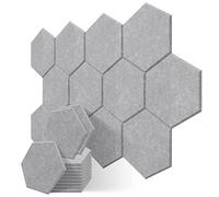 JBER 12 Piezas Paneles de Espuma Acústica Hexagonales, Panel de Absorción de Insonorización, 35,6 x 33 x 1 cm Azulejos de Pared de Borde Biselado de Alta Densidad (Gris)