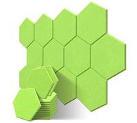 JBER 12 Piezas Paneles de Espuma Acústica Hexagonales, Panel de Absorción de Insonorización, 35,6 x 33 x 1 cm Azulejos de Pared de Borde Biselado de Alta Densidad (Verde)