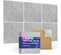 JBER 6 Piezas Paneles Acusticos Autoadhesivos, Aislante Acustico para Pared de Alta Densidad, Paneles Insonorizacion Acústica Decorativos, Tratamiento Acústico para Estudio, 60 x 60 cm, Gris Plateado