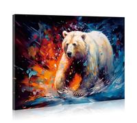 JBER Oso polar lienzo pintura arte de la pared, adecuado para la decoración del baño, decoración del hogar cartel, decoración animal divertido, enmarcado, 60 X 40cm