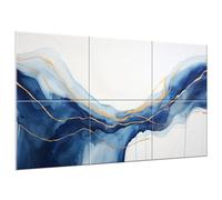 JBER Paneles acústicos artísticos, paquete de 6 pinturas artísticas autoadhesivas grandes para decoración de pared, paneles absorbentes de sonido para sala de estar, oficina (degradado azul, 47.2 x 27