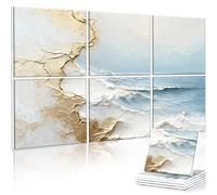JBER Paneles acústicos artísticos, paquete de 6 pinturas artísticas autoadhesivas para decoración de pared, paneles absorbentes de sonido para estudio de grabación, sala de estar, baño, 120 x 68 cm
