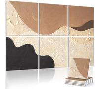 JBER Paneles acústicos artísticos, paquete de 6 pinturas artísticas autoadhesivas para decoración de pared, paneles absorbentes de sonido para estudio de grabación, sala de estar, baño, 180 x 120 cm
