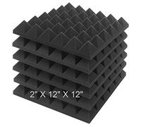 JBER Paneles de espuma acústica acústica, paquete de 6 unidades de 2 x 12 x 12 pulgadas, tratamiento de insonorización de carbón, acolchado de pared para estudio, absorción de sonido, pirámide
