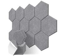 JBER Paquete de 12 paneles acústicos hexagonales, autoadhesivos de espuma a prueba de sonido, 30 x 26 x 1 cm, paneles de pared acústicos de alta densidad para estudio, oficina en casa (gris)