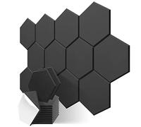 JBER Paquete de 12 paneles acústicos hexagonales con borde biselado, paneles de espuma a prueba de sonido, autoadhesivos, 30 x 26 x 1 cm, paneles de alta densidad para tratamiento acústico, oficina en