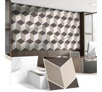 JBER Paquete de 12 paneles acústicos, paneles autoadhesivos a prueba de sonido para paredes, impresión 3D texturizada decorativa, azulejos de absorción de sonido para estudio de grabación, oficina