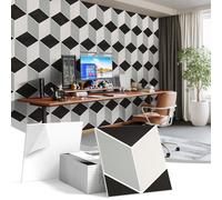 JBER Paquete de 12 paneles acústicos, paneles autoadhesivos a prueba de sonido para paredes, impresión 3D texturizada decorativa, azulejos de absorción de sonido para estudio de grabación, oficina