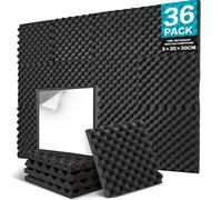 JBER Paquete de 36 paneles insonorizantes autoadhesivos, paneles acústicos de 30 x 30 x 3 cm, paneles de pared de espuma acústica de alta densidad para estudio de grabación, hogar, oficina, dormitorio