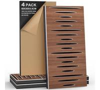 JBER Paquete de 4 paneles de espuma acústica, paneles autoadhesivos de insonorización para paredes, paneles decorativos de fibra de poliéster de tres capas perforados en 3D para estudio de grabación